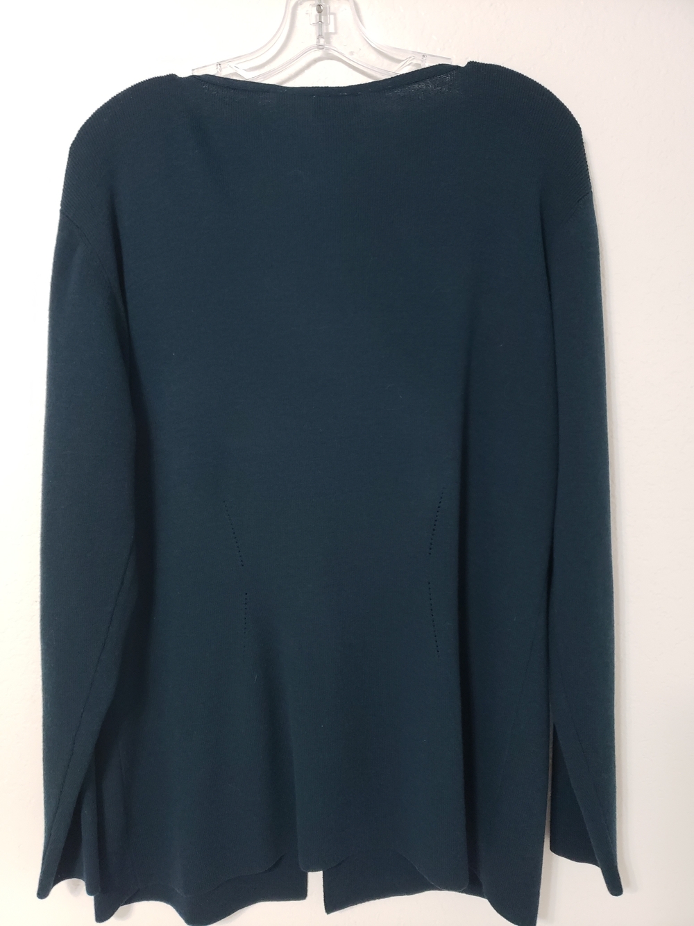 Eileen Fisher 100% Wool Long Cardigan Sweater Women’s L Teal Blue Minimalist - Picture 3 of 8